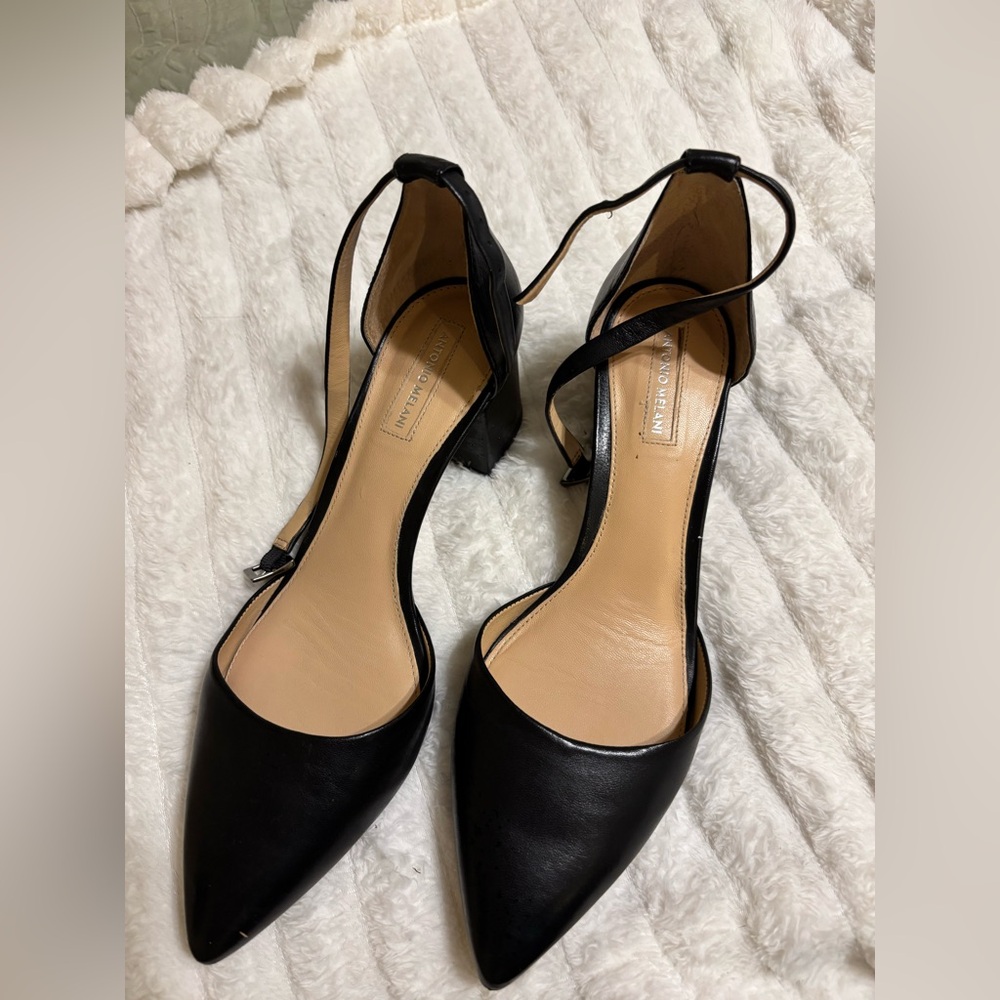 ANTONIO MELANI Black Leather Heels
